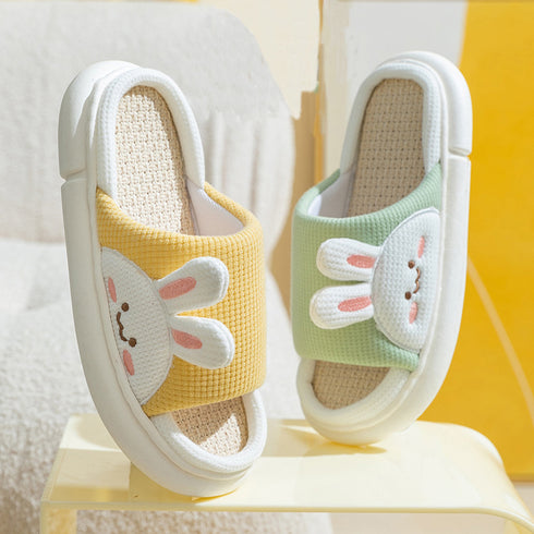Cute Rabbit Slippers Linen House Shoes For Women - ROUTINE FASHION